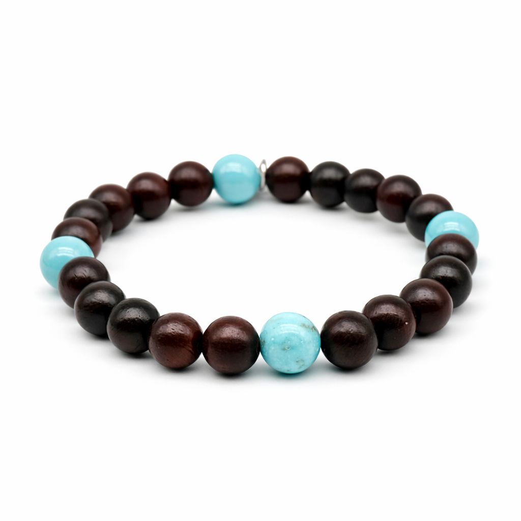 BRACCIALE LEGNO E TURCHESE